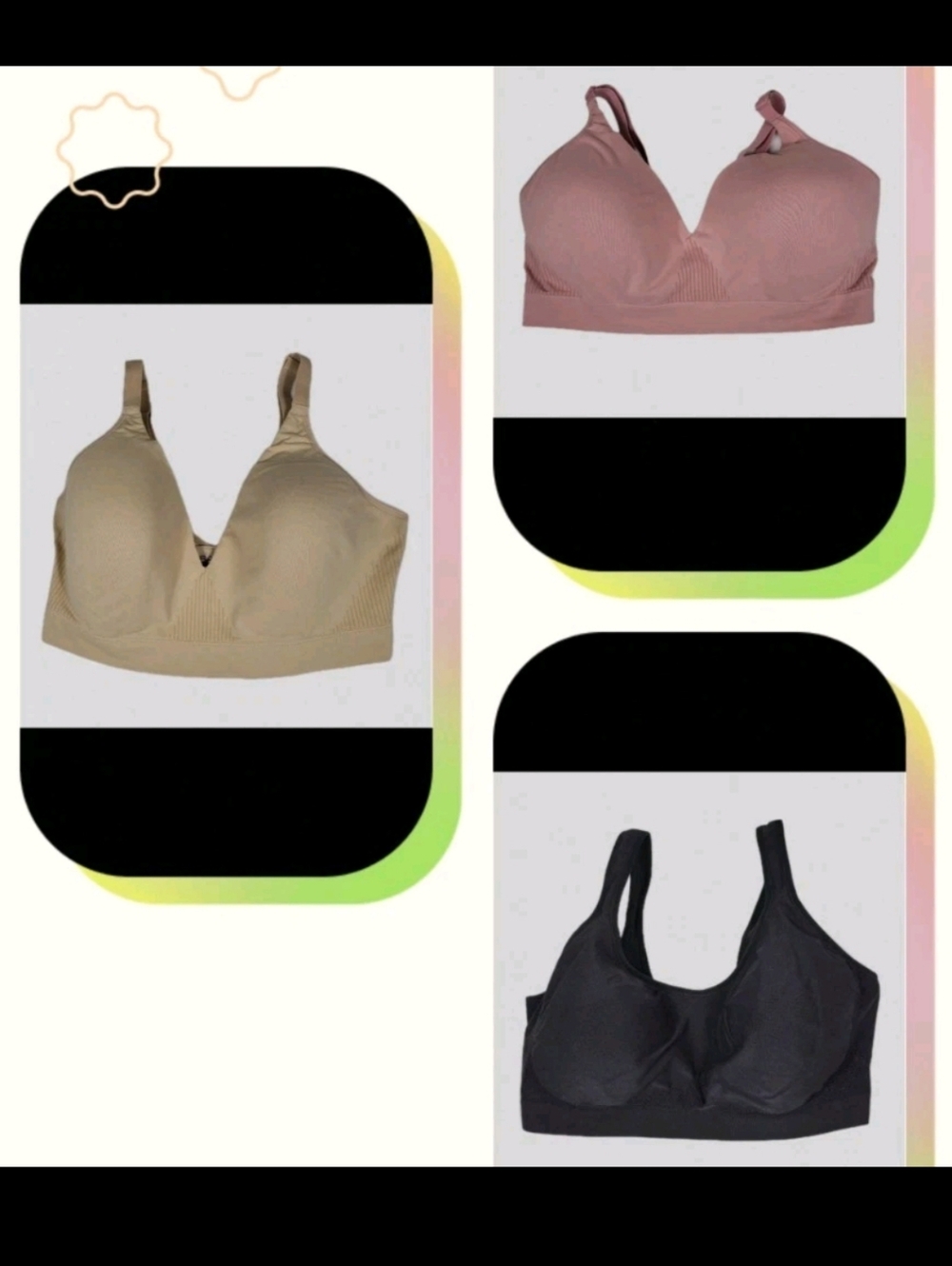 Bali Seamless Comfort Bras in Beige, Pink and Black - 3-Pack